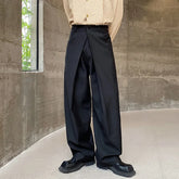 Hearujoy Men's Trousers Baggy Casual Pants Autumn New Pleated Double Waistband Niche Design Trend Korean Straight Leg Pants 9C2189